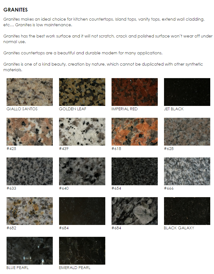 Granite Marble Quartz Solid Surface Countertops Prices